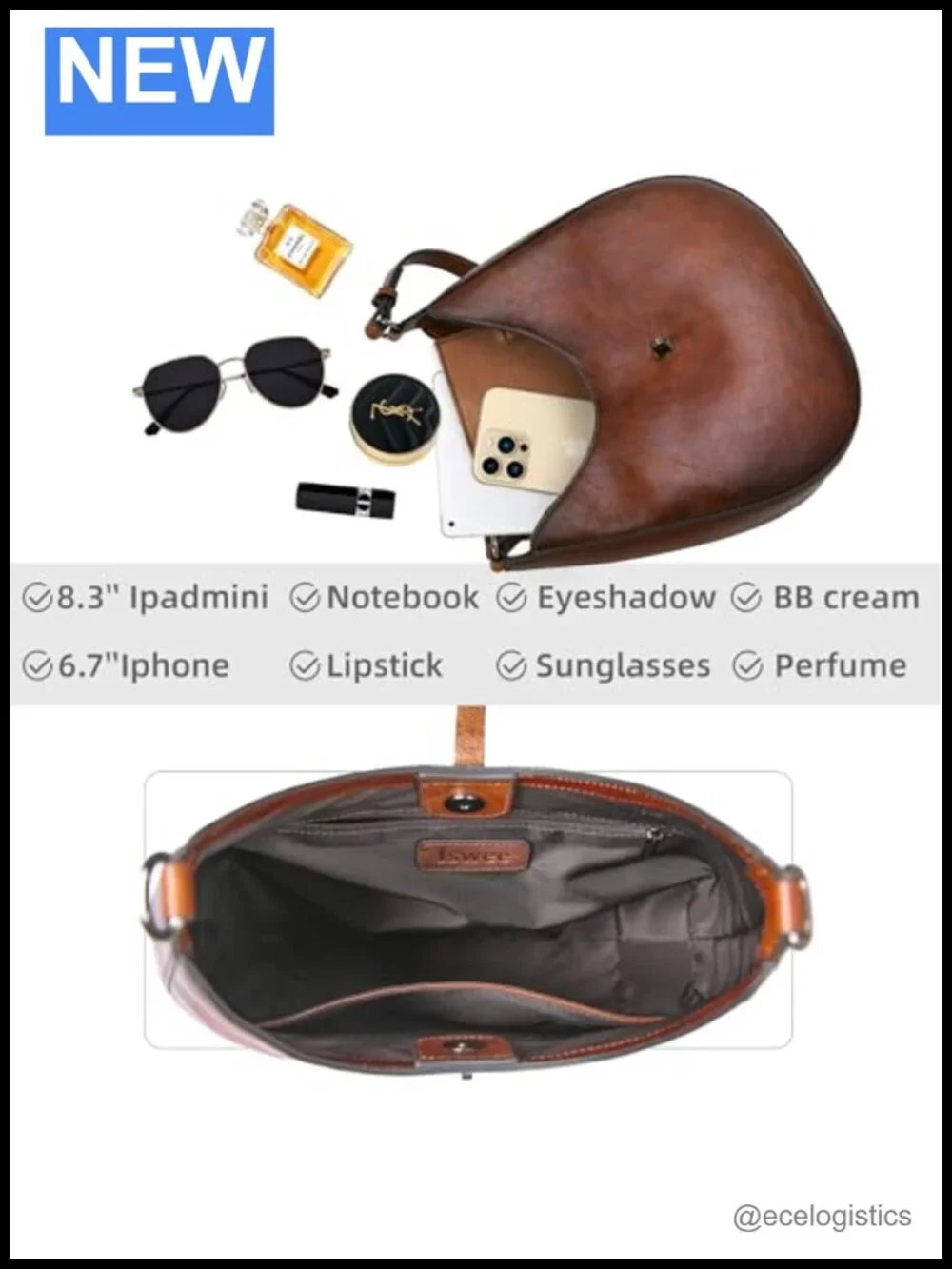 Leather Crescent Crossbody Hobo Bag for Women with Detachable Straps